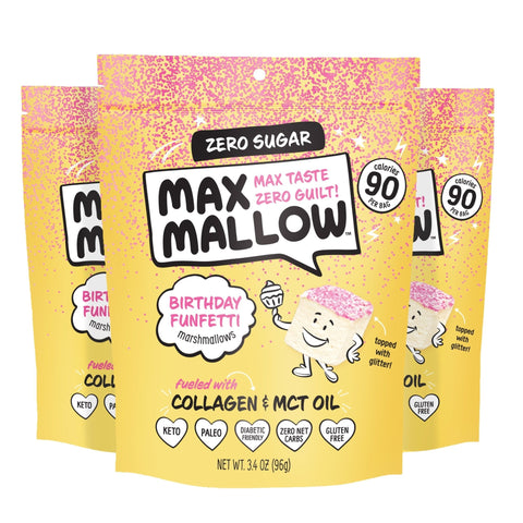 Low Carb FunFetti Max Mallow Marshmallows Gluten Free Soy Free Zero Sugar Snack Max Sweets 3 Pack