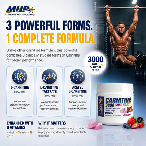 MHP Carnitine 3000 Sour Candy Chews - Mixed Berry
