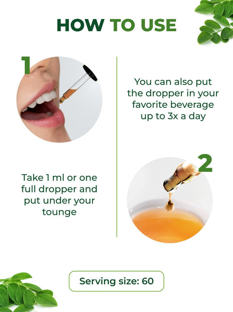 Moringa Leaf Extract Alcohol-Free Liquid Drops 2fl oz Pura Vida