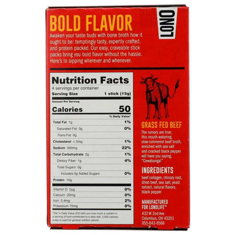 Grass Fed Beef Bone Broth 4Pk 2.12 oz LONOLIFE