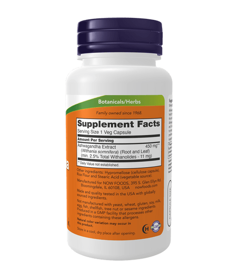Now Ashwagandha Standardized Extract 450mg