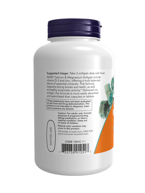 Now Calcium & Magnesium with Vit-D & Zinc (120 Softgels)