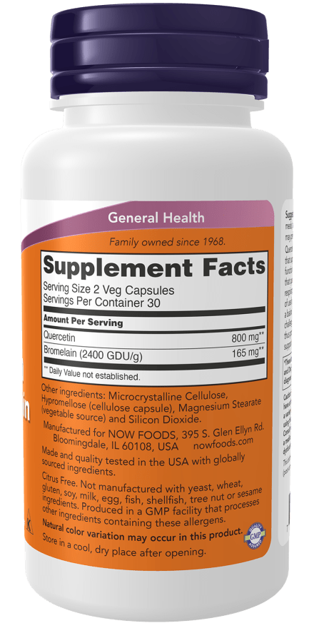 NOW Foods Quercetin with Bromelain | 800 mg Quercetin | Immune & Respiratory Support | 120 Vegan Capsules