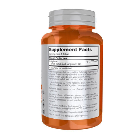 Now L-Arginine Double Strength 1000 mg - 60 Tablets