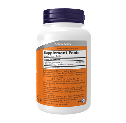 L-Carnitine 1000mg Purest Form Supplement 50 Tabs NOW