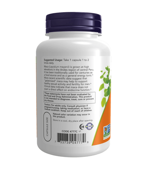 Now Maca 750 mg Raw Veg Capsules