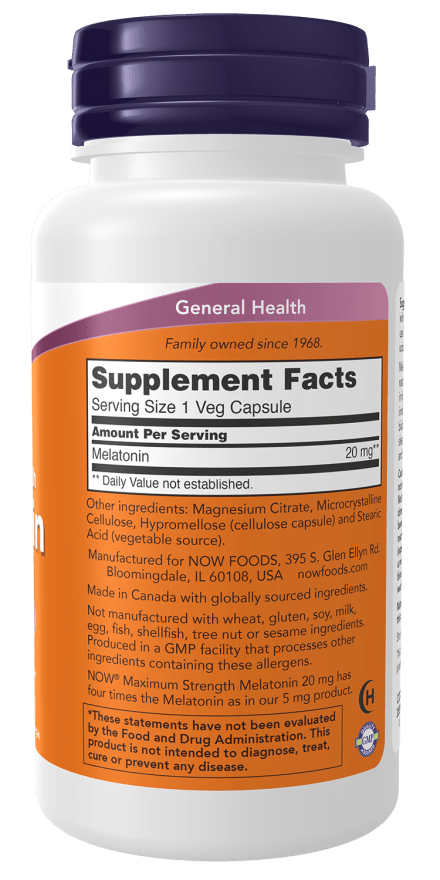 Now Melatonin 20 Mg 90 Capsules