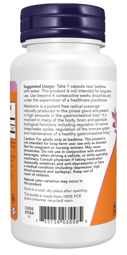 Now Melatonin 20 Mg 90 Capsules