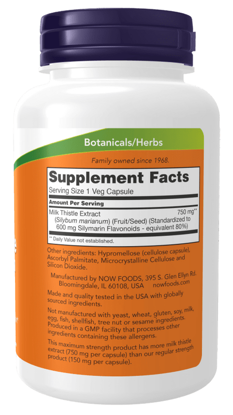 Now Milk Thistle Extract 750 mg - 90 Caps
