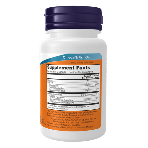 Now Omega-3 Fish Oil, Molecularly Distilled Softgels