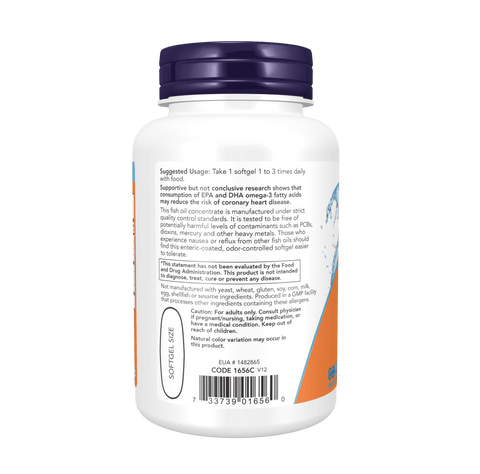 Now Omega-3, Molecularly Distilled & Enteric Coated Softgels