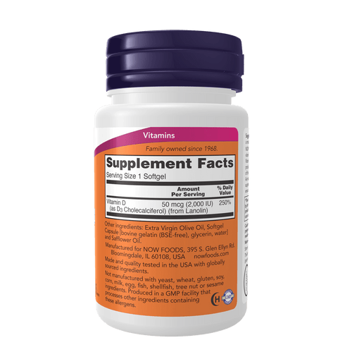 Now Vitamin D3 2000 IU - 180 Softgels