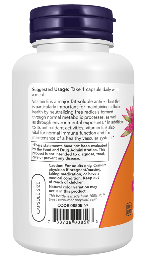 Now Vitamin E-400 Vegetarian Dry Veg Capsules (100 Caps)