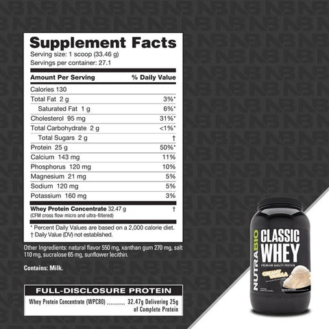 Nutrabio Classic Whey Protein Concentrate Powder