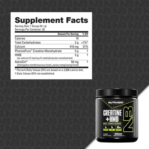 Nutrabio Creatine + HMB - 30 Servings