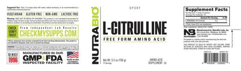 Nutrabio L-Citrulline 75 Servings