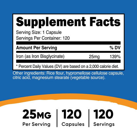 Nutricost Iron 25Mg