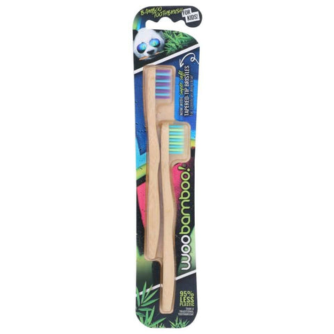 Kids Natural Bamboo Toothbrushes Soft Bristles 2Pk WOOBAMBOO