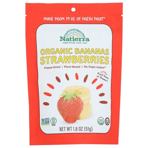 Freeze Dried Organic Bananas and Strawberries Snack NATIERRA