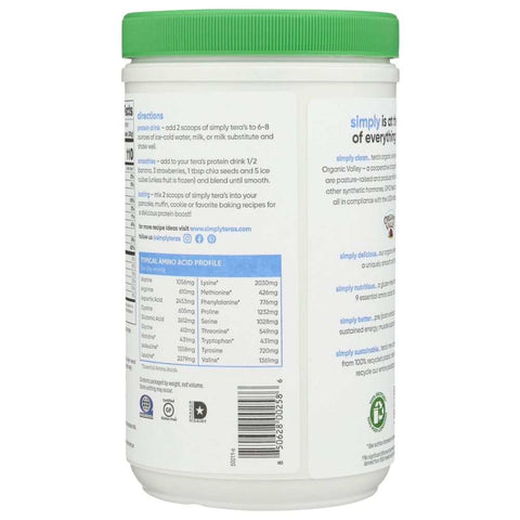 Organic Whey Protein Plain Unsweetened Powder 12 oz SIMPLY TERAS