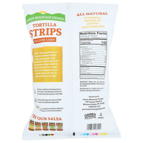 Yellow Corn Tortilla Strips 8oz Snacking GREEN MOUNTAIN GRINGO