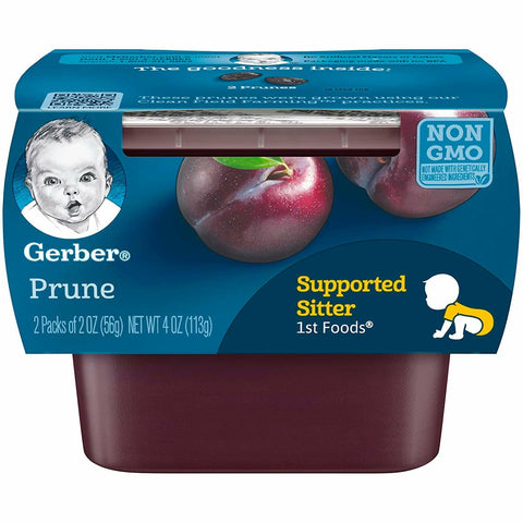 Gerber Prune Puree On The Go Baby Food 1st Foods 2oz Tubs 16-Pack