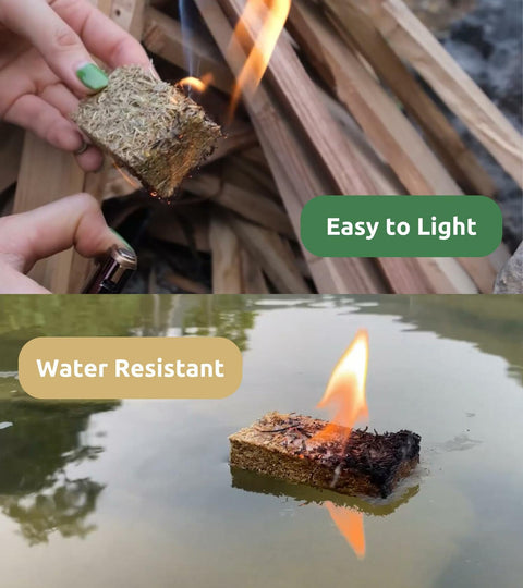 Fire Starters Rice Straw Food Grade Wax 100 Squares Natural KAMVIVA