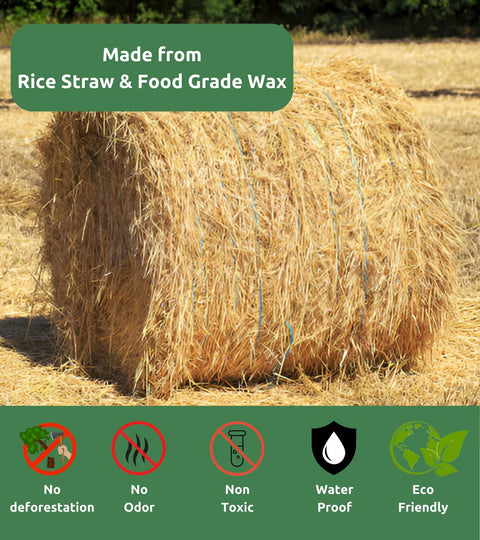 Fire Starters Rice Straw Food Grade Wax 100 Squares Natural KAMVIVA