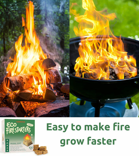 Fire Starters Rice Straw Food Grade Wax 100 Squares Natural KAMVIVA