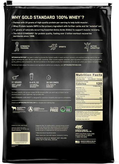 Optimum Nutrition Gold Standard 100% Whey Protein Powder 10 Lbs