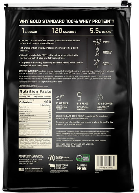 Optimum Nutrition Gold Standard 100% Whey Protein Powder 10 Lbs