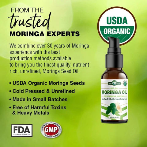 Organic Moringa Seed Oil Single Origin 2oz/4oz Pura Vida