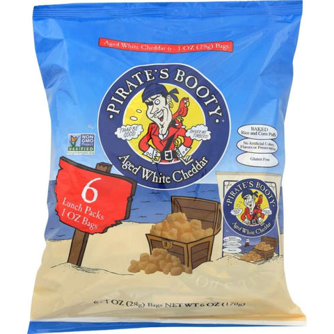 Aged White Cheddar Rice and Corn Puffs Snack 6Pk PIRATE BRANDS