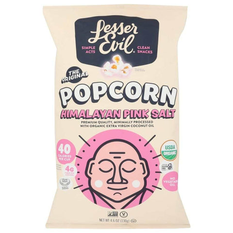 Himalayan Pink Salt Organic Popcorn Snack 4.6 oz Lesser Evil