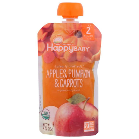 Apples Pumpkin and Carrots Organic Baby Food Pouch 4 oz HAPPY BABY