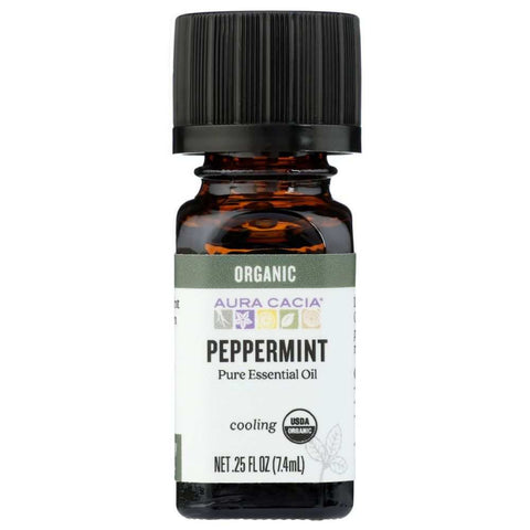 Organic Peppermint Cooling Essential Oil 0.25 oz Aura Cacia