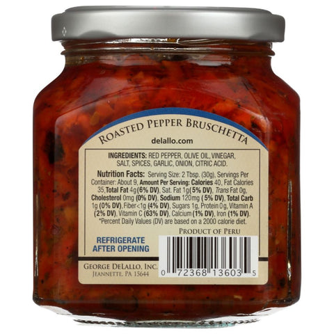 Roasted Pepper Bruschetta 10 oz Italian Appetizer DeLallo