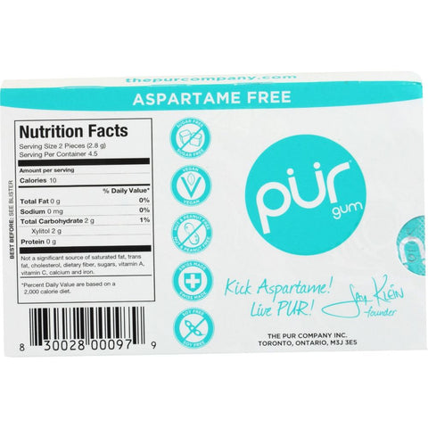 Wintergreen Gum Aspartame Free Gum Blister Tray PUR