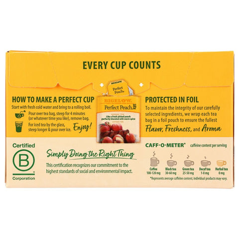 Perfect Peach Herbal Tea 20 Bag Pack Bigelow