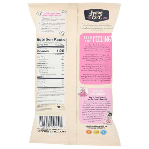 Himalayan Pink Salt Organic Popcorn Snack 4.6 oz Lesser Evil