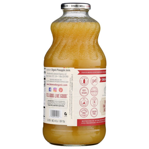 Organic Pure Pineapple Juice 32 oz Bottle Lakewood