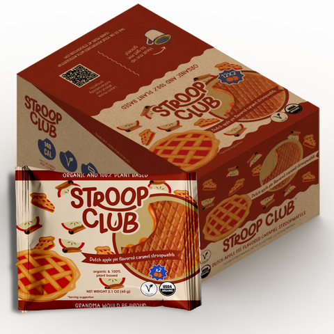 Apple Pie Caramel Plant Based Organic Stroopwafels Box 12 Packs Stroop Club