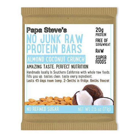 Almond Coconut Crunch No Junk Raw Protein Bar 2.5OZ Papa Steve's