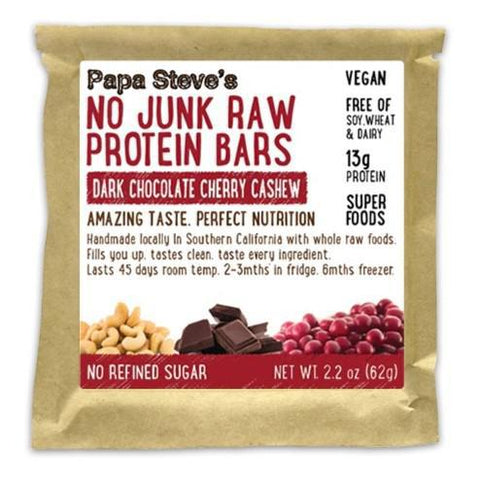Dark Chocolate Cherry Cashew Raw Protein Bar 2.2OZ Papa Steve's