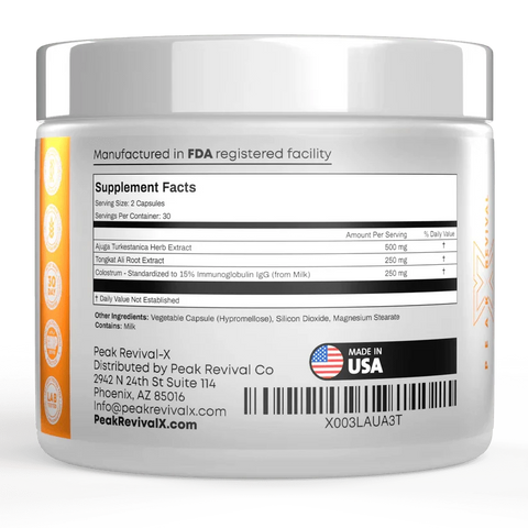 Peak Revival-X Turkesterone & Tongkat Ali + Colostrum – 60 Capsules
