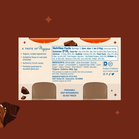 Petit Pot Dark Chocolate Organic French Dessert 2-Jar Packs Wholesale