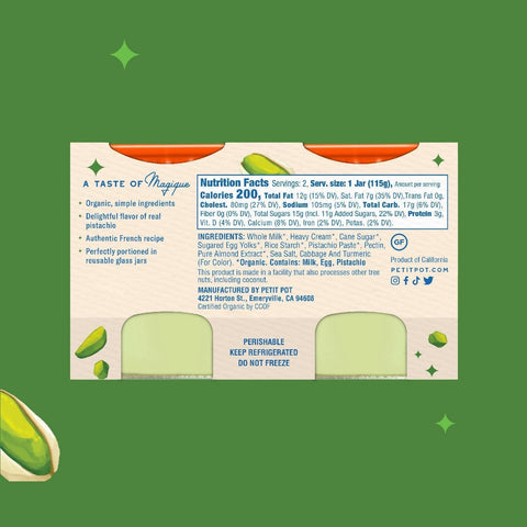 Petit Pot Pistachio Organic French Dessert 2-Jar Packs Wholesale