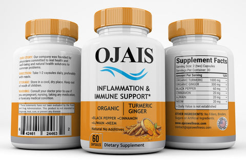 Daily Strength & Vitality Trio Turmeric Ginger Bone Health Support Ojais Wellness