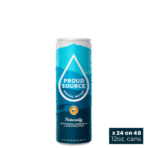 Alkaline Spring Water Cans Natural pH 8.1+ Alkaline Water PROUD SOURCE WATER