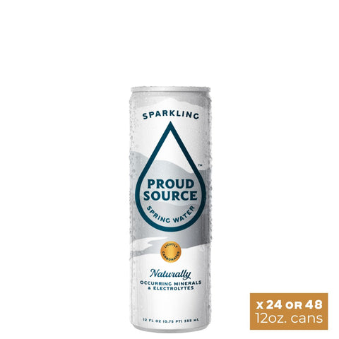 Sparkling Natural Spring Water Lightly Carbonated Water Cans PROUD SOURCE WATER